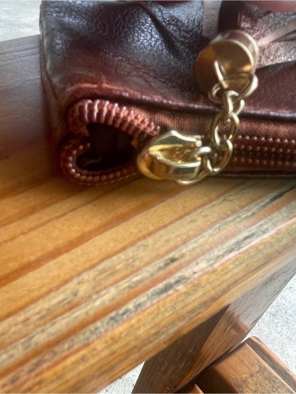 Brown Faux Leather Lg Cosmetic Bag Make Up Toiletry Clutch Tassel Wrist Strap - Picture 9 of 9